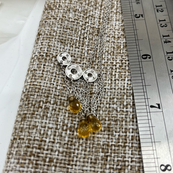 Vintage 10KT White Gold Necklace with Citrine Briolette Drops & Diamond Accents - Picture 6 of 15